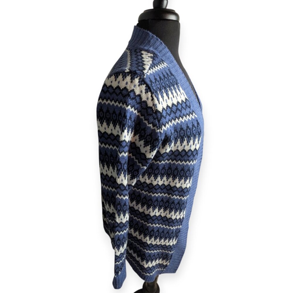 Croft & Barrow Chic Blue and White Knit Open Front Cardigan Petite Medium - Picture 8 of 11
